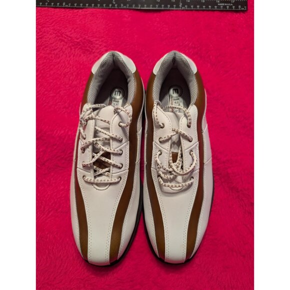 Etonic Stabilites Men’s Golf Shoes White Brown Leather Spiked Size 7 M 2004 VTG - Picture 2 of 11